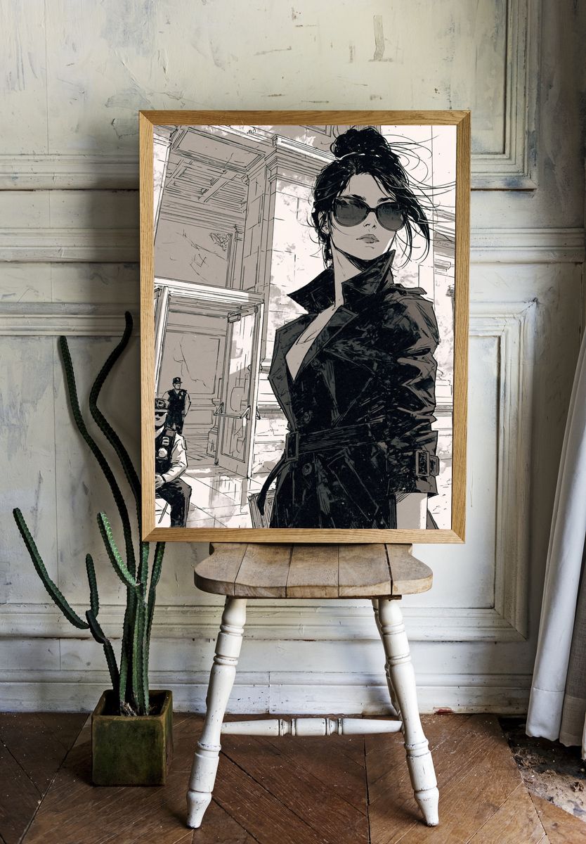 Sunglasses Woman Manga Poster. — room view 1