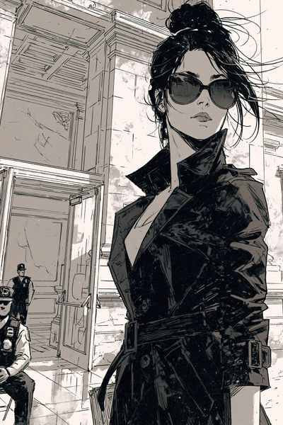 Sunglasses Woman Manga Poster.