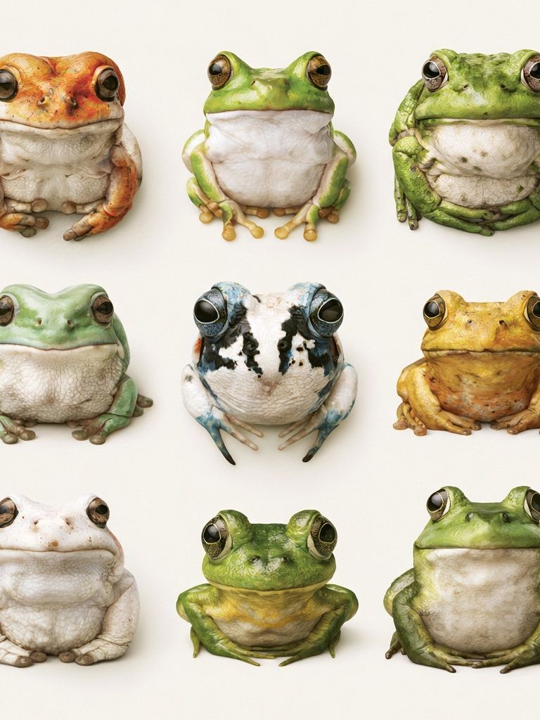Colorful Frog Portraits Poster. poster — animals art