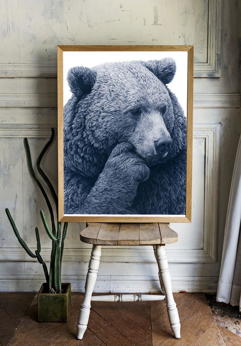 Blue Bear Portrait Print. — room view 1