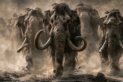 Charging Elephants Wildlife Photography Poster. poster