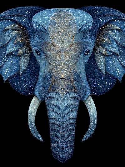 Celestial Elephant Illustration Poster. poster