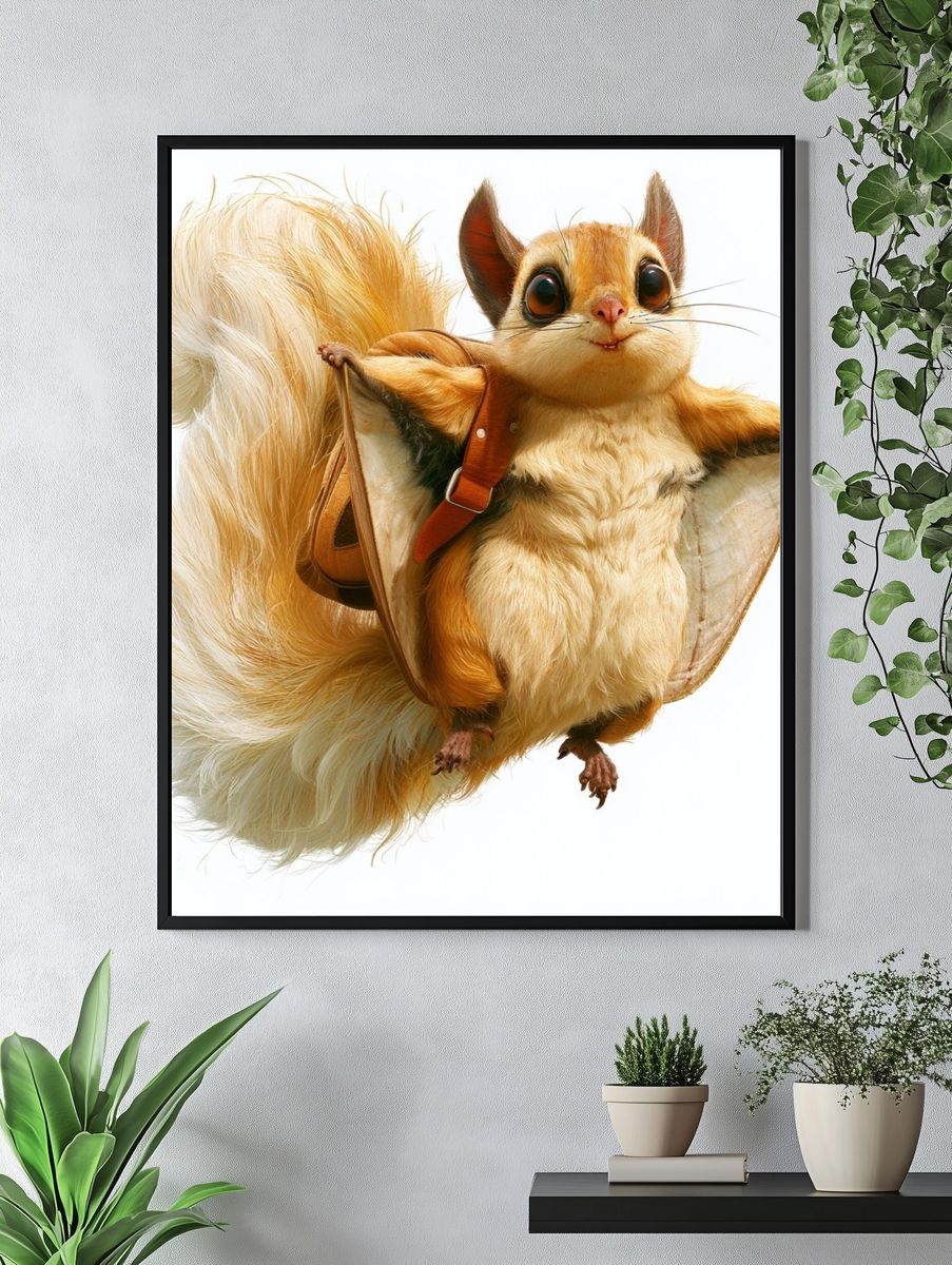 Flying Squirrel Illustration Poster. — room view 4