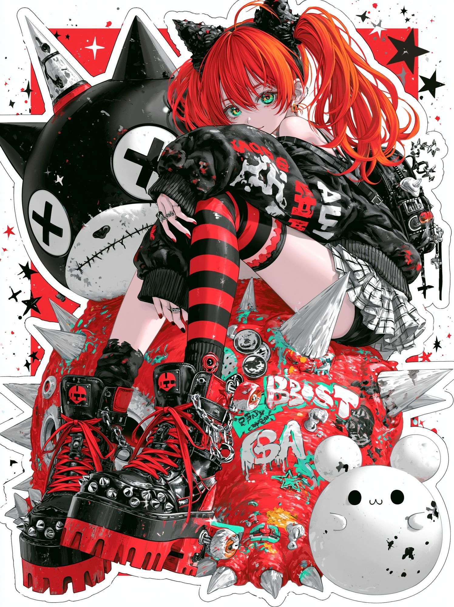 Punk Anime Girl Illustration Poster. poster — anime art