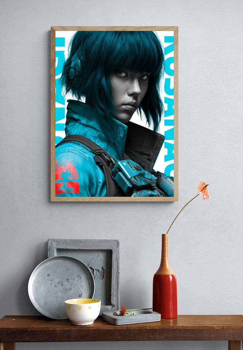 Kusanagi Cyberpunk Portrait Print. — room view 3