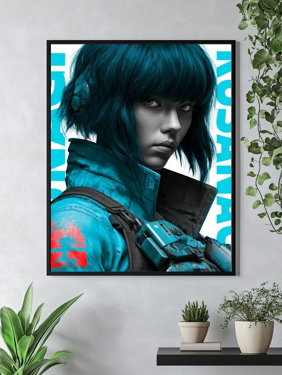 Kusanagi Cyberpunk Portrait Print. — room view 4