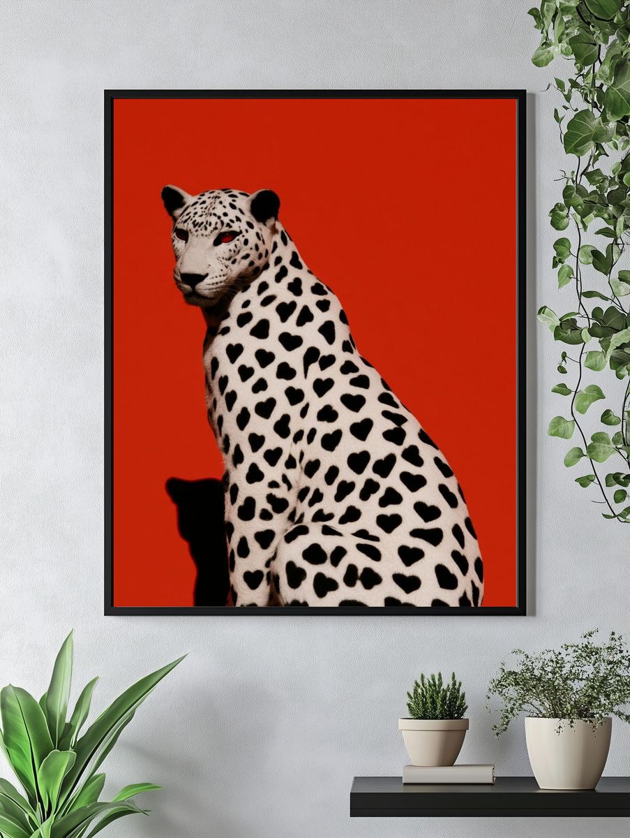 Heart-Spotted Leopard Photography Poster. — room view 4