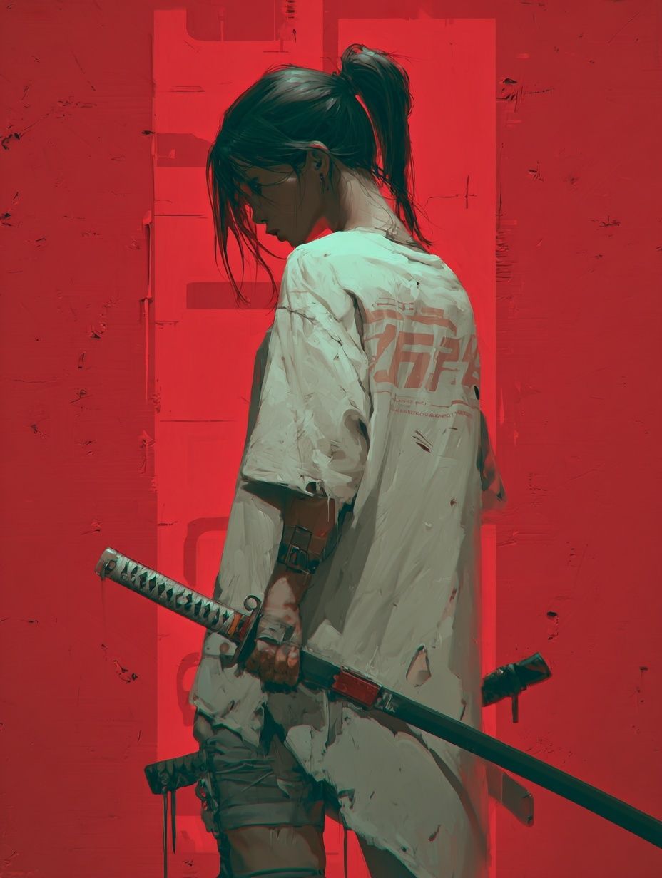 Samurai Girl Digital Art Poster. poster detail
