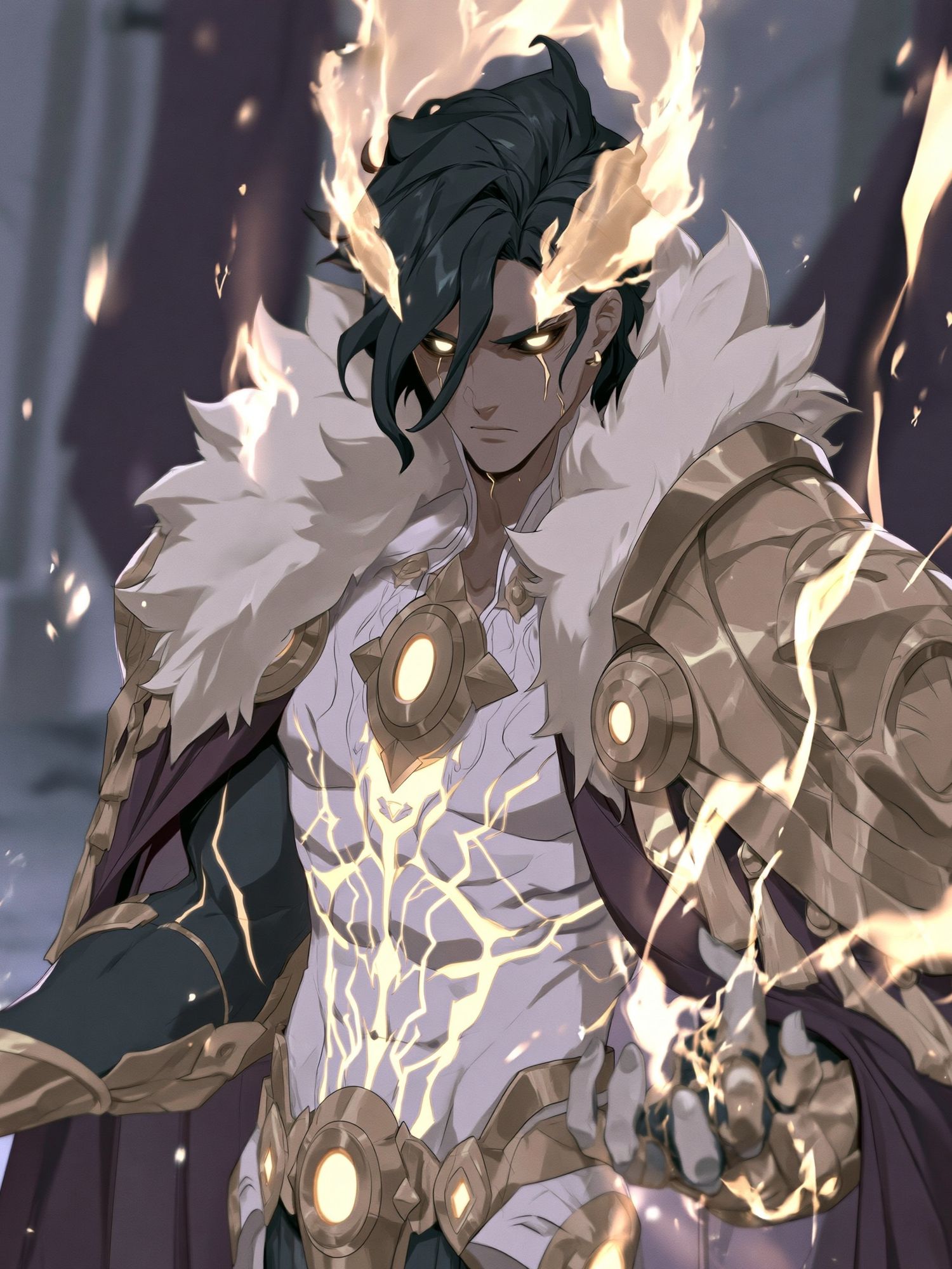 Flame-Wreathed Warrior Anime Poster. poster detail