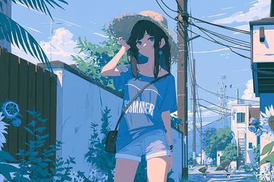 Summer Street Girl Illustration Poster. poster