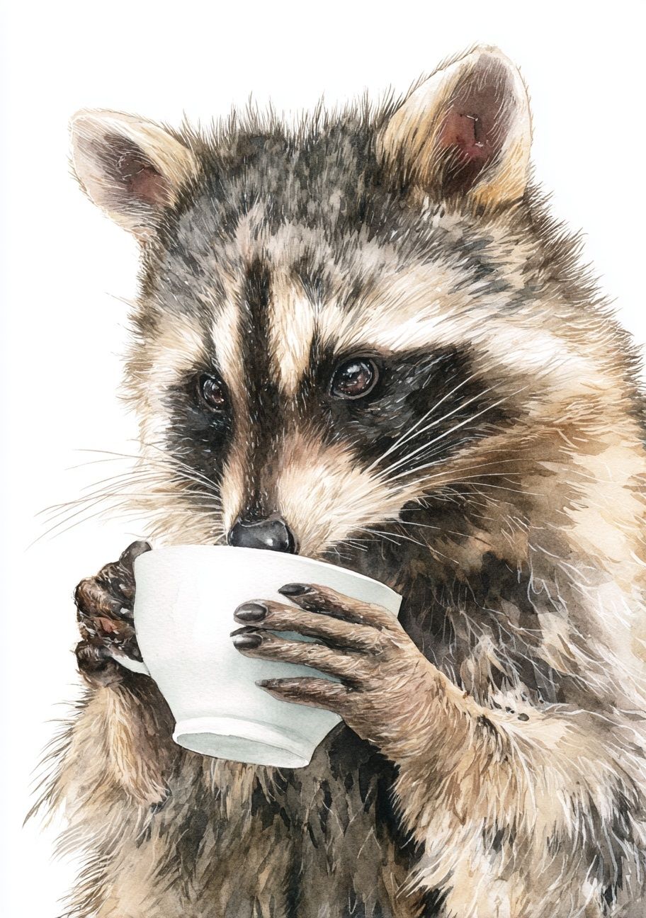 Raccoon Watercolor Poster. poster detail