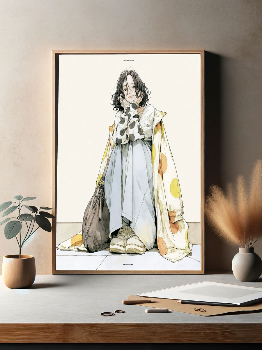 Casual Anime Girl Illustration Poster. — room view 2