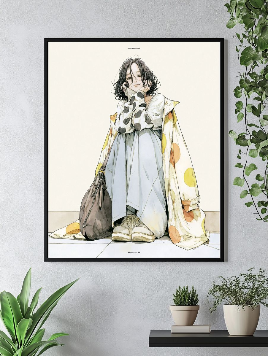 Casual Anime Girl Illustration Poster. — room view 4