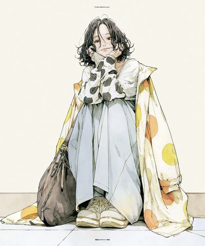 Casual Anime Girl Illustration Poster. poster