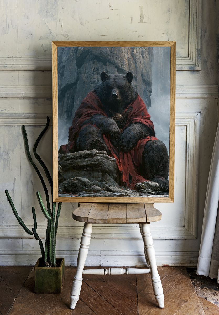 Mystic Bear in Red Cloak Poster. — room view 1