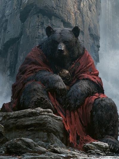 Mystic Bear in Red Cloak Poster.