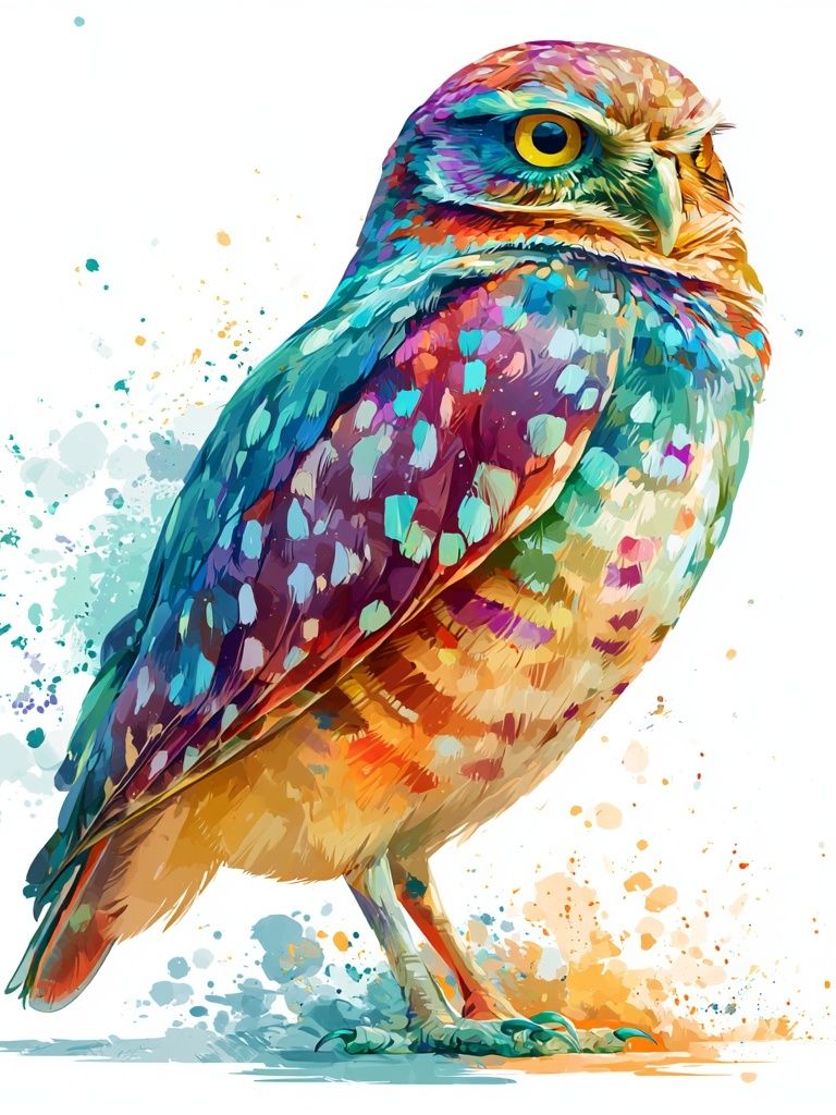 Colorful Owl Illustration Poster. poster detail