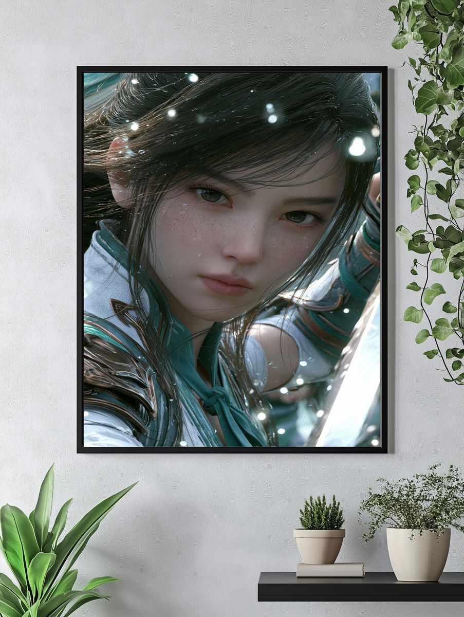 Fantasy Warrior Portrait Print. — room view 4