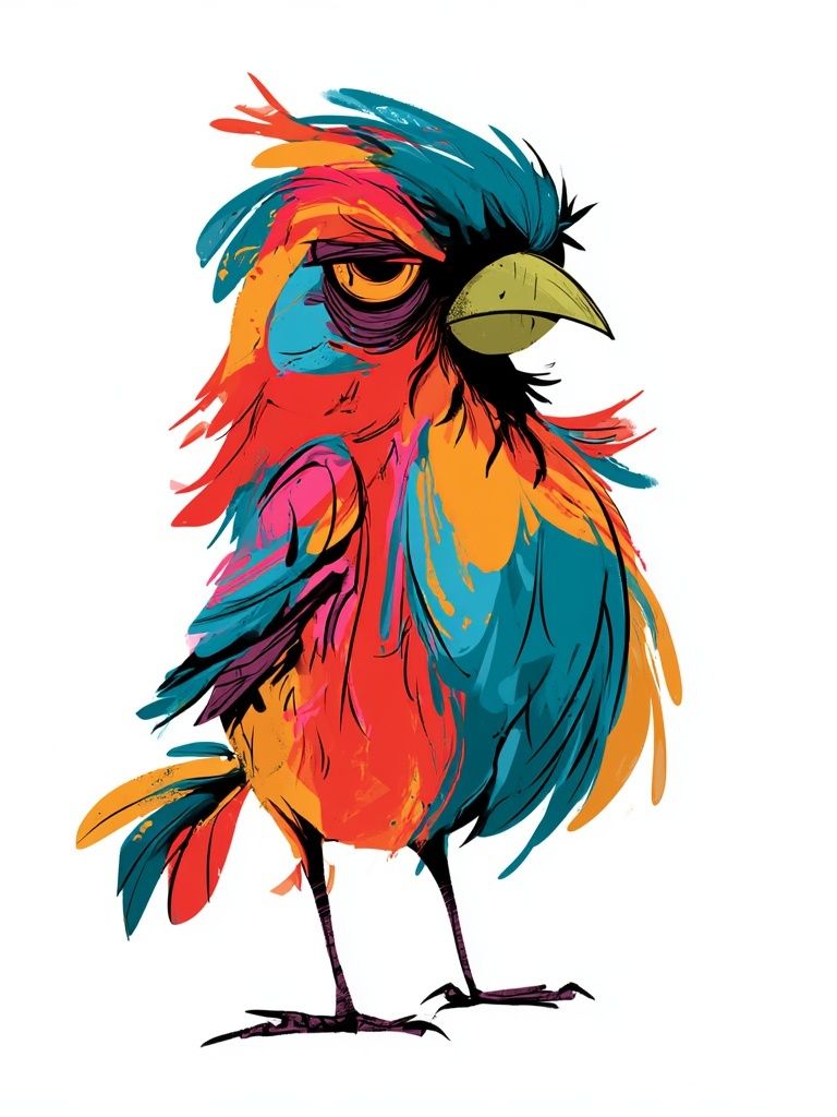 Colorful Bird Illustration Poster. poster detail
