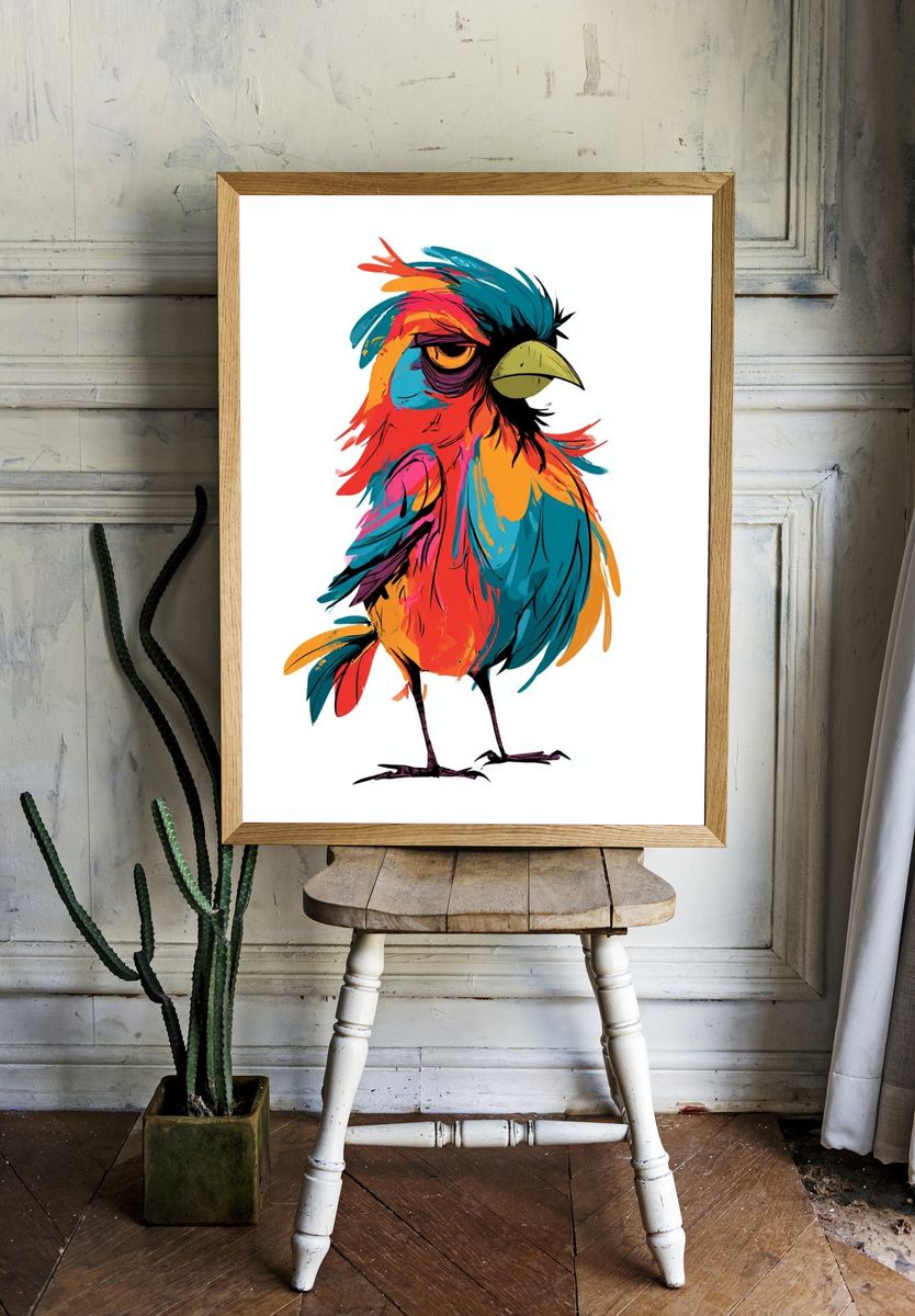 Colorful Bird Illustration Poster. room preview
