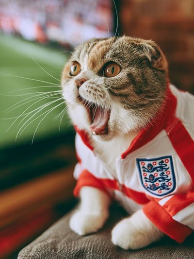 England Fan Cat Photography Poster. poster