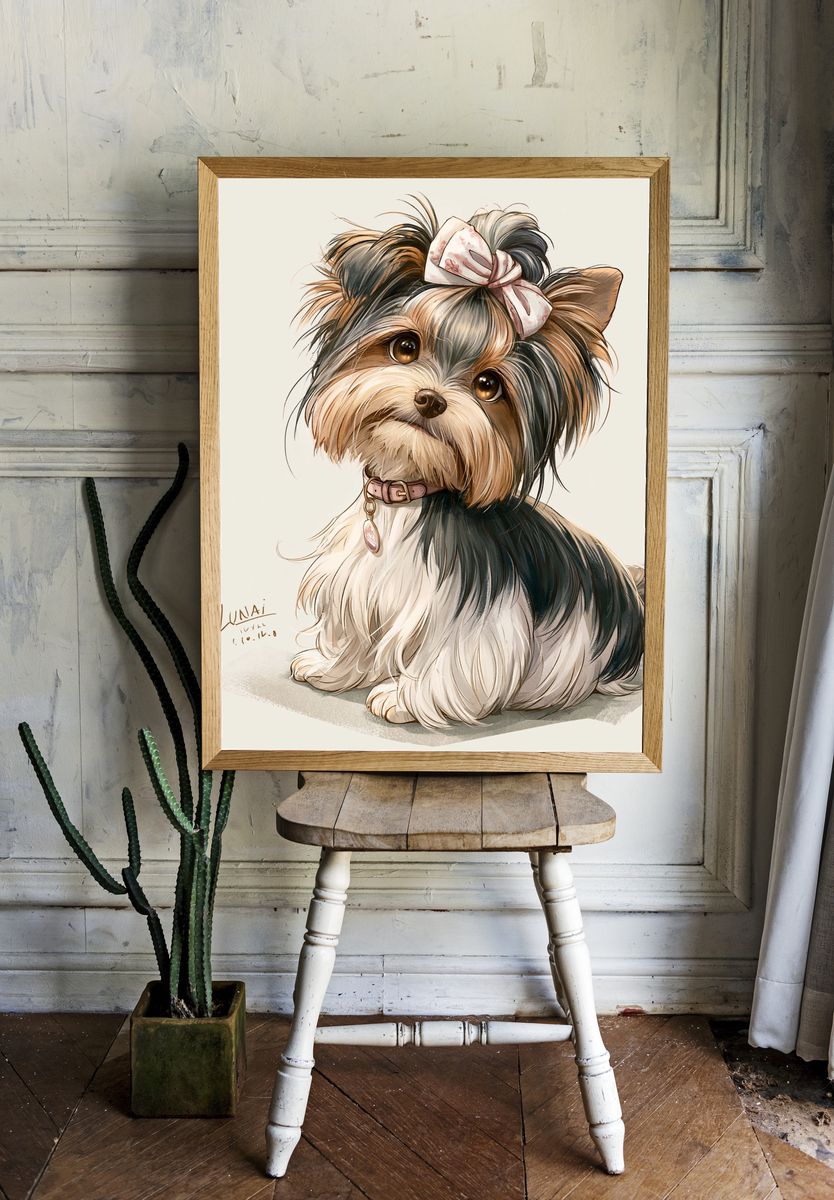 Yorkshire Terrier Portrait Print. — room view 1