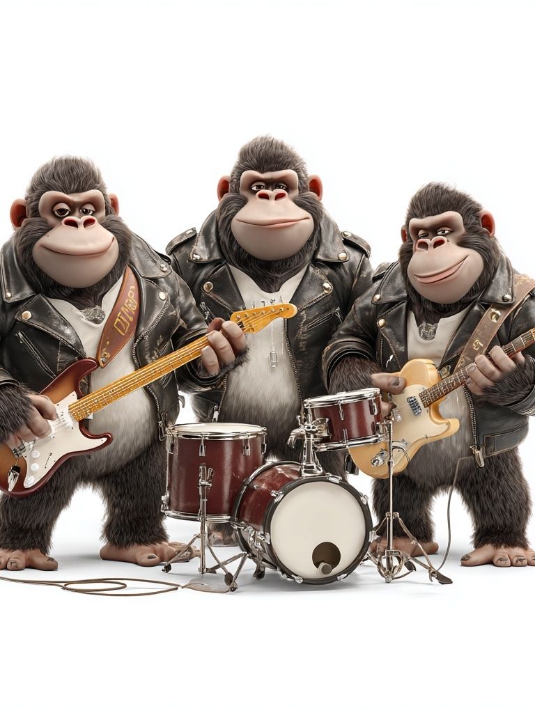 Rocking Gorillas Band Illustration Poster. poster detail