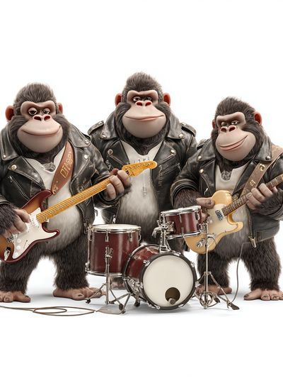 Rocking Gorillas Band Illustration Poster. poster