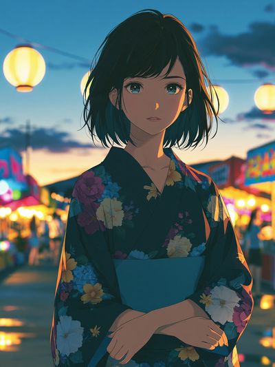 Lantern Girl Anime Print. poster