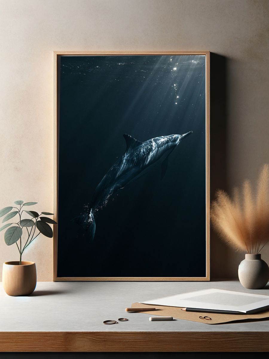 Underwater Dolphin Photography Poster. — room view 2