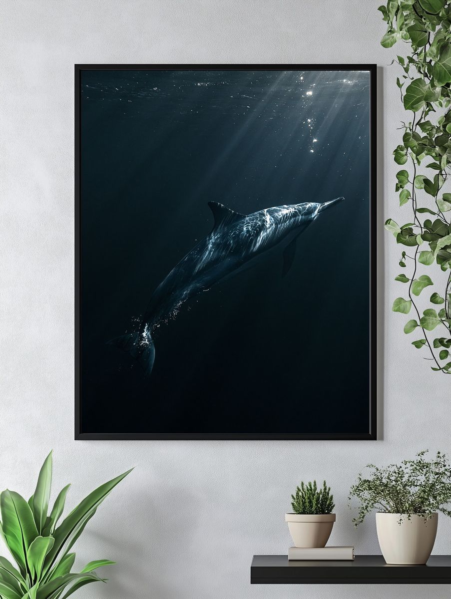 Underwater Dolphin Photography Poster. — room view 4