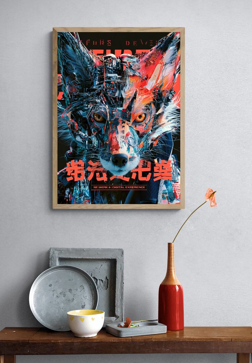 Cyber Fox Digital Art Poster. — room view 3