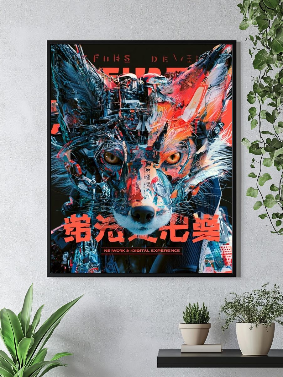 Cyber Fox Digital Art Poster. — room view 4