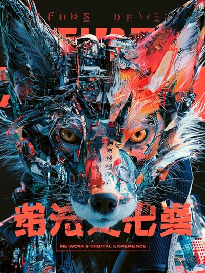Cyber Fox Digital Art Poster. poster