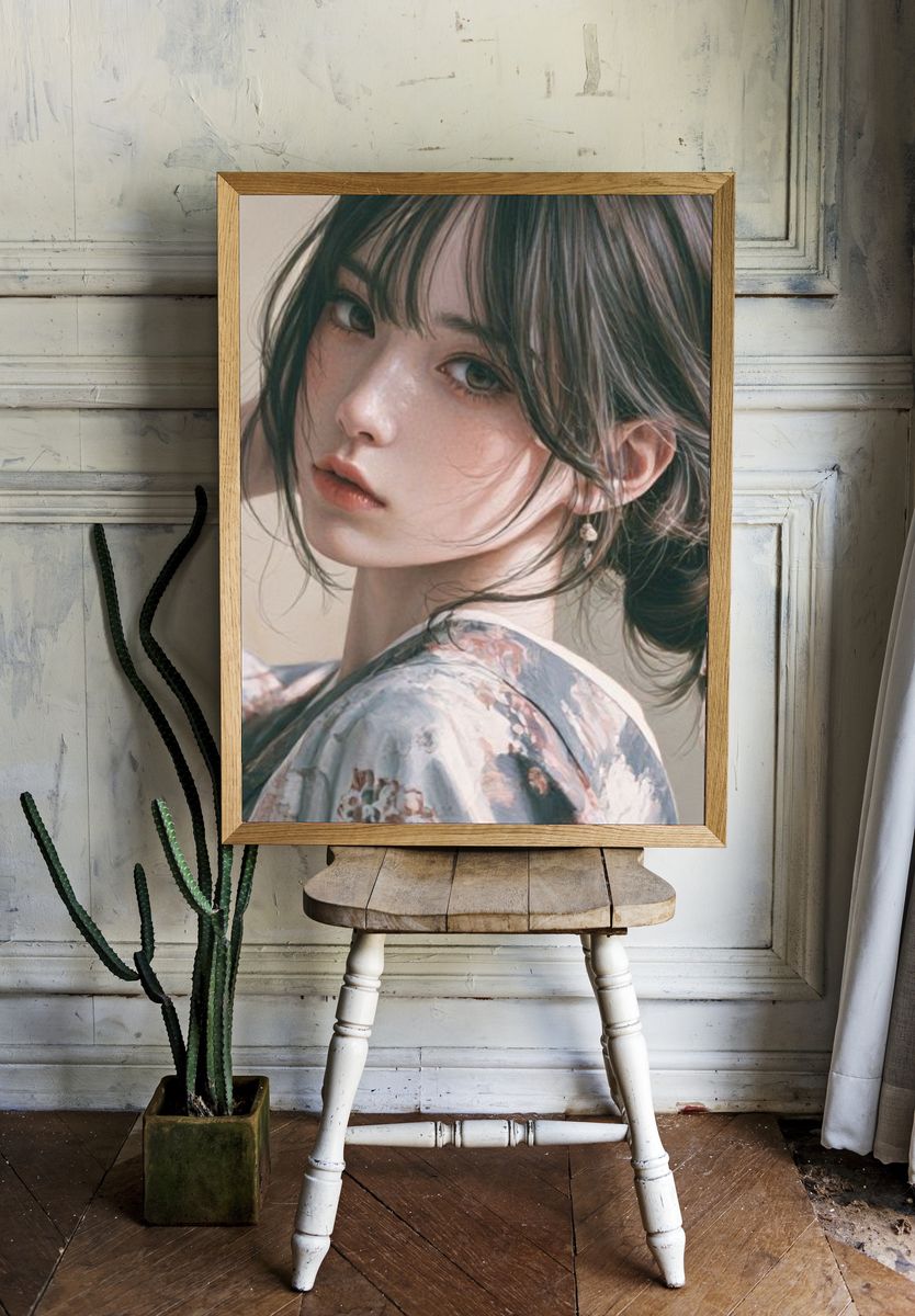 Soft Portrait Illustration Print. — room view 1