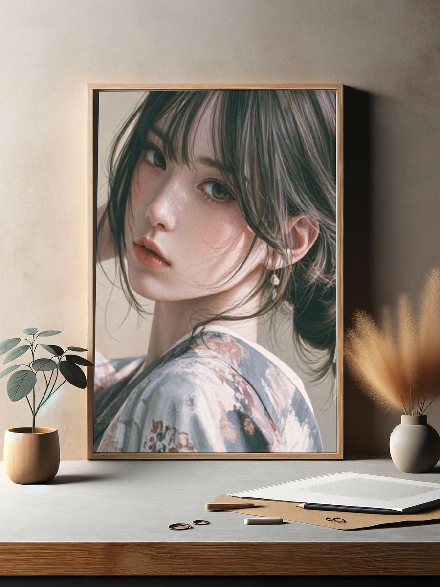 Soft Portrait Illustration Print. — room view 2