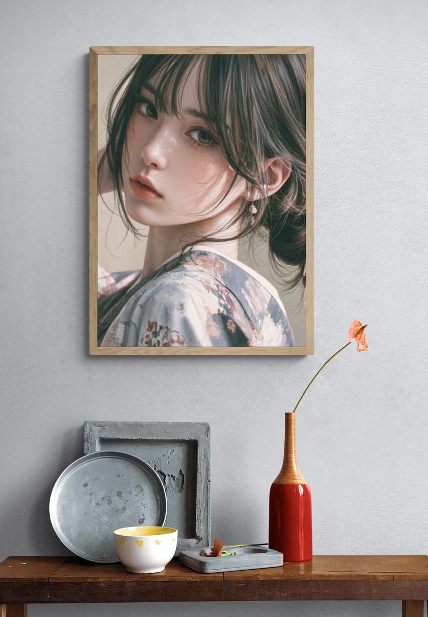 Soft Portrait Illustration Print. — room view 3