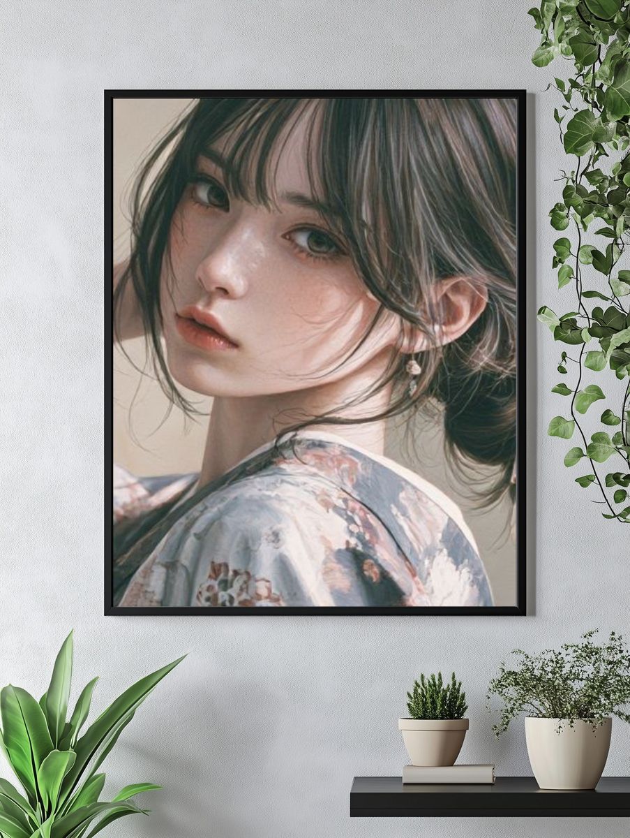 Soft Portrait Illustration Print. — room view 4
