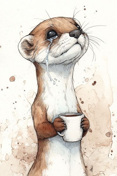 Crying Otter Watercolor Poster. poster
