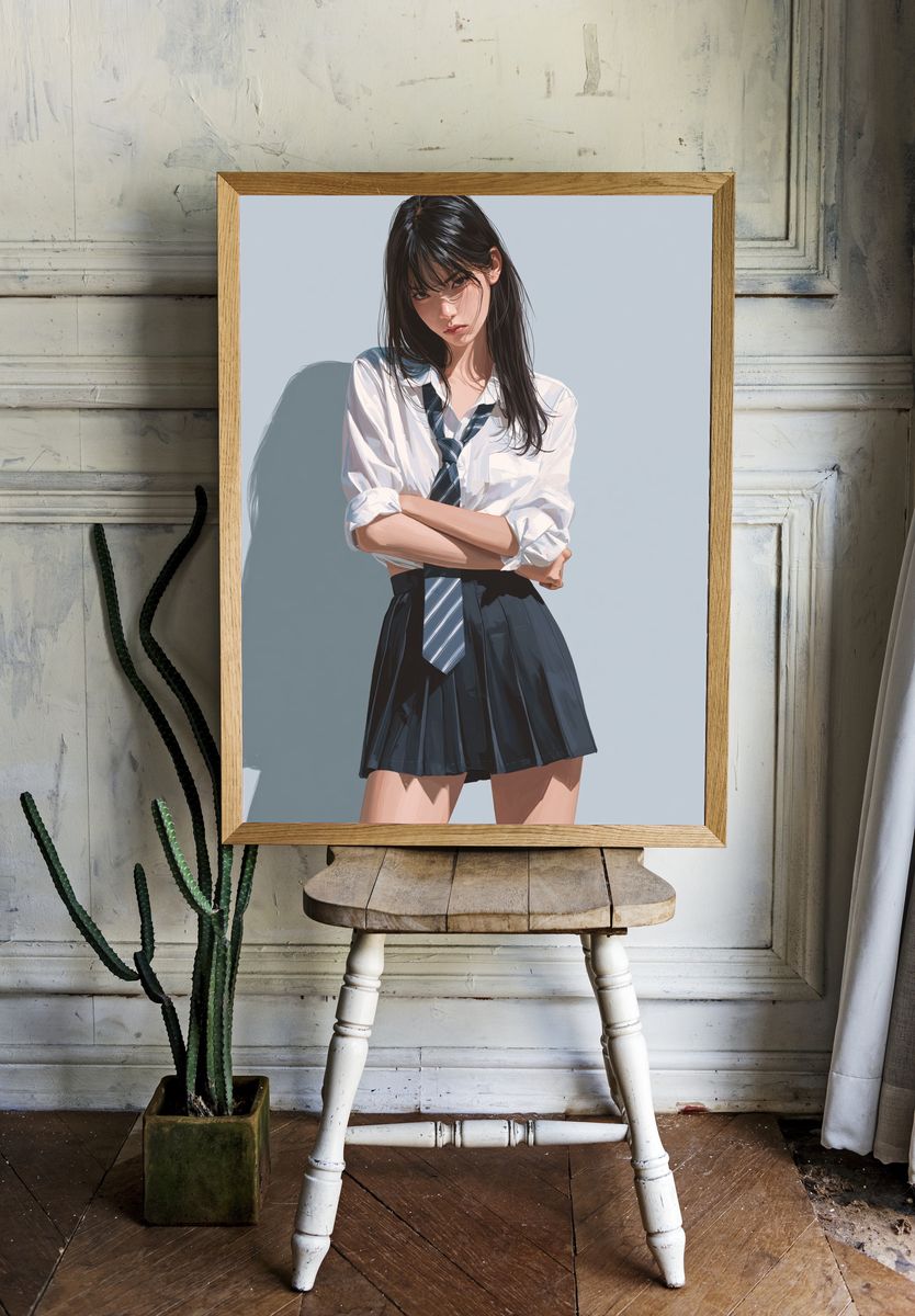 Schoolgirl Portrait Illustration Poster. room preview