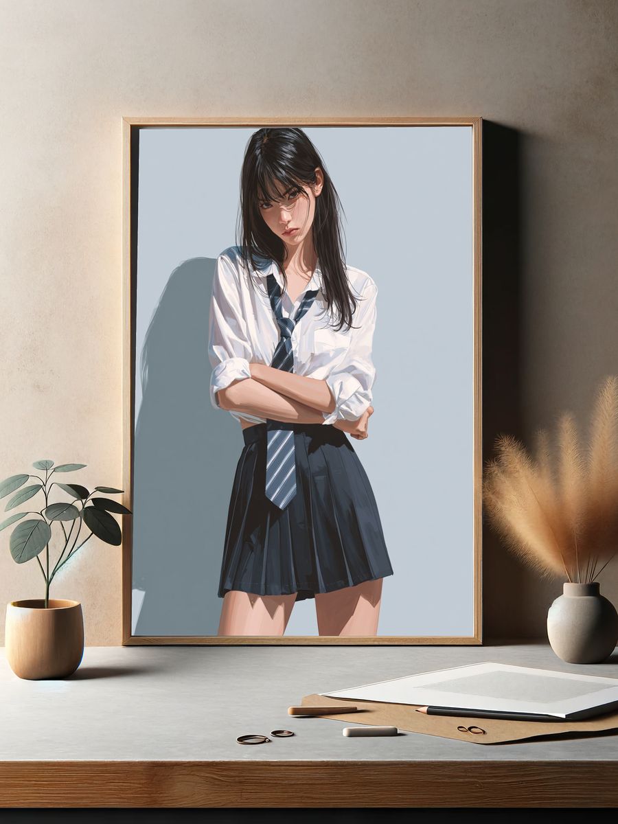 Schoolgirl Portrait Illustration Poster. — room view 2