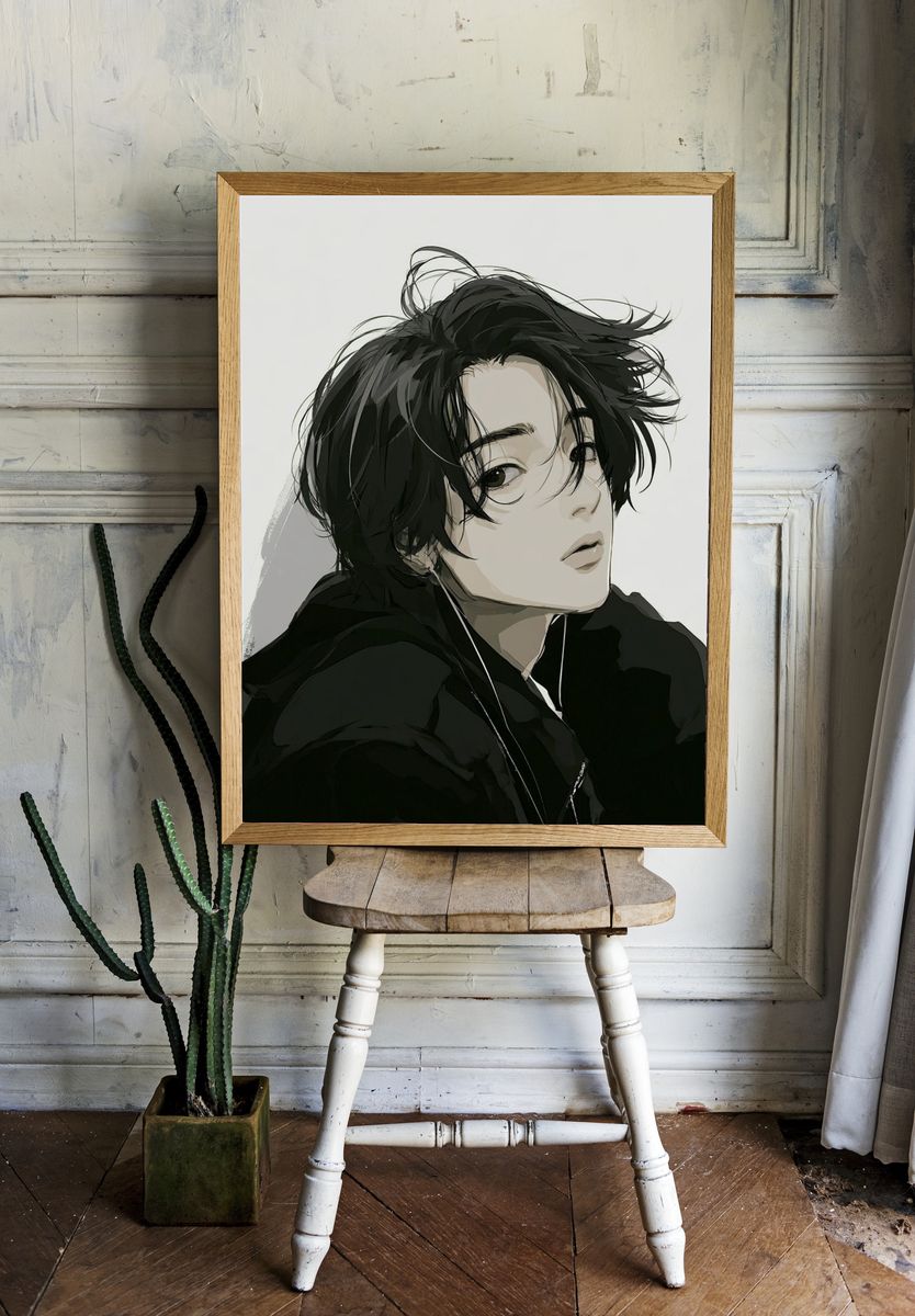 Anime Portrait — Digital Art Print. — room view 1
