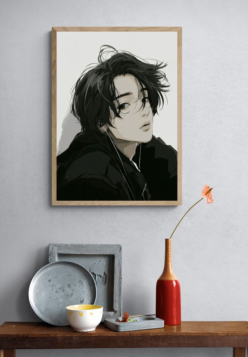 Anime Portrait — Digital Art Print. — room view 3