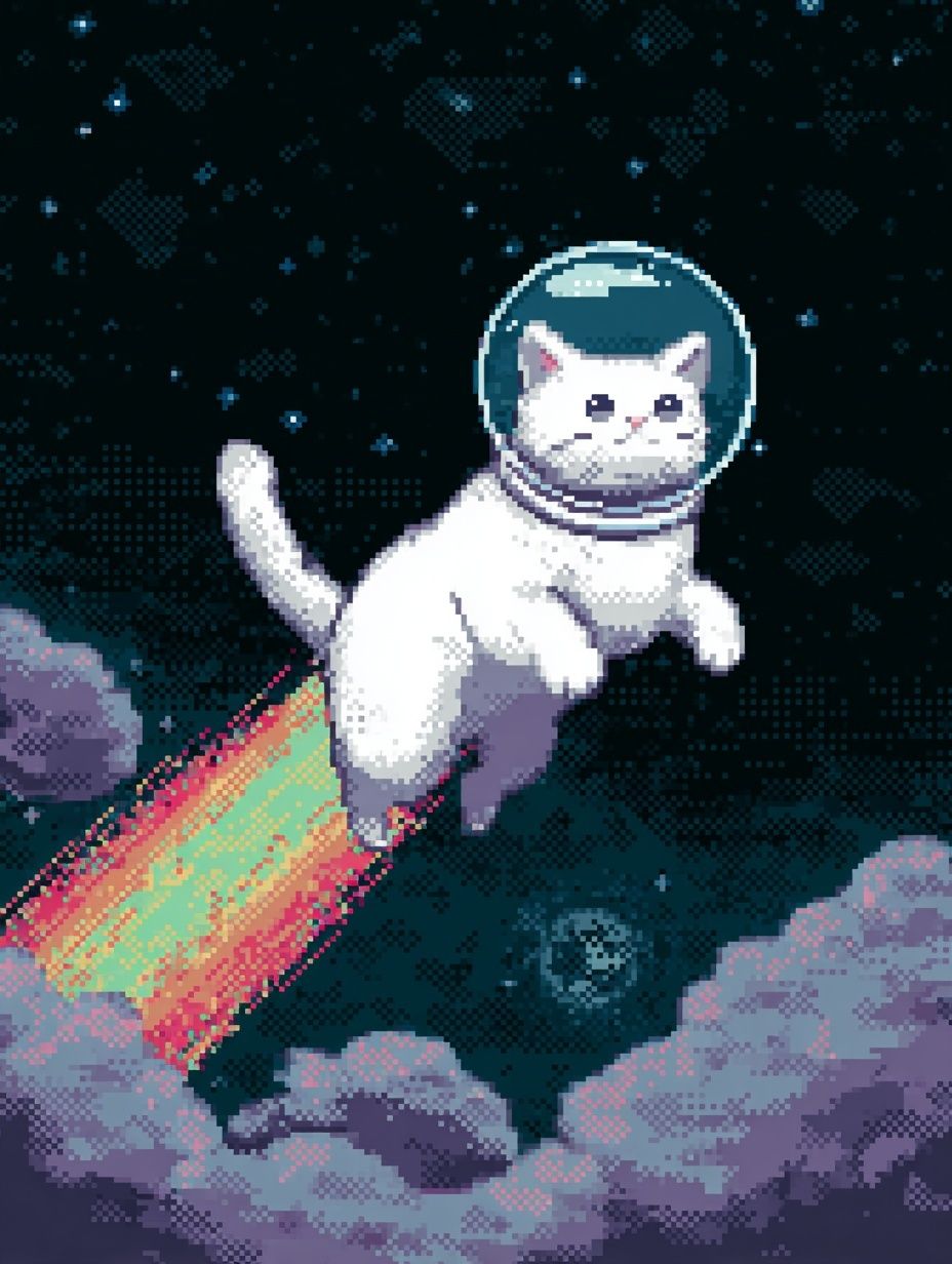 Astronaut Cat Pixel Art Poster. poster detail