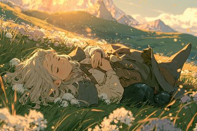 Dreamy Meadow Rest Anime Print.