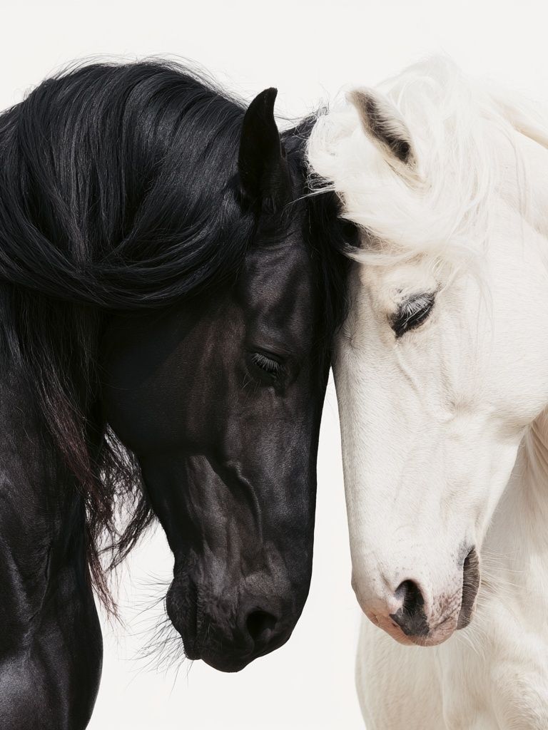 Black and White Horses Photography Poster. poster — animals art