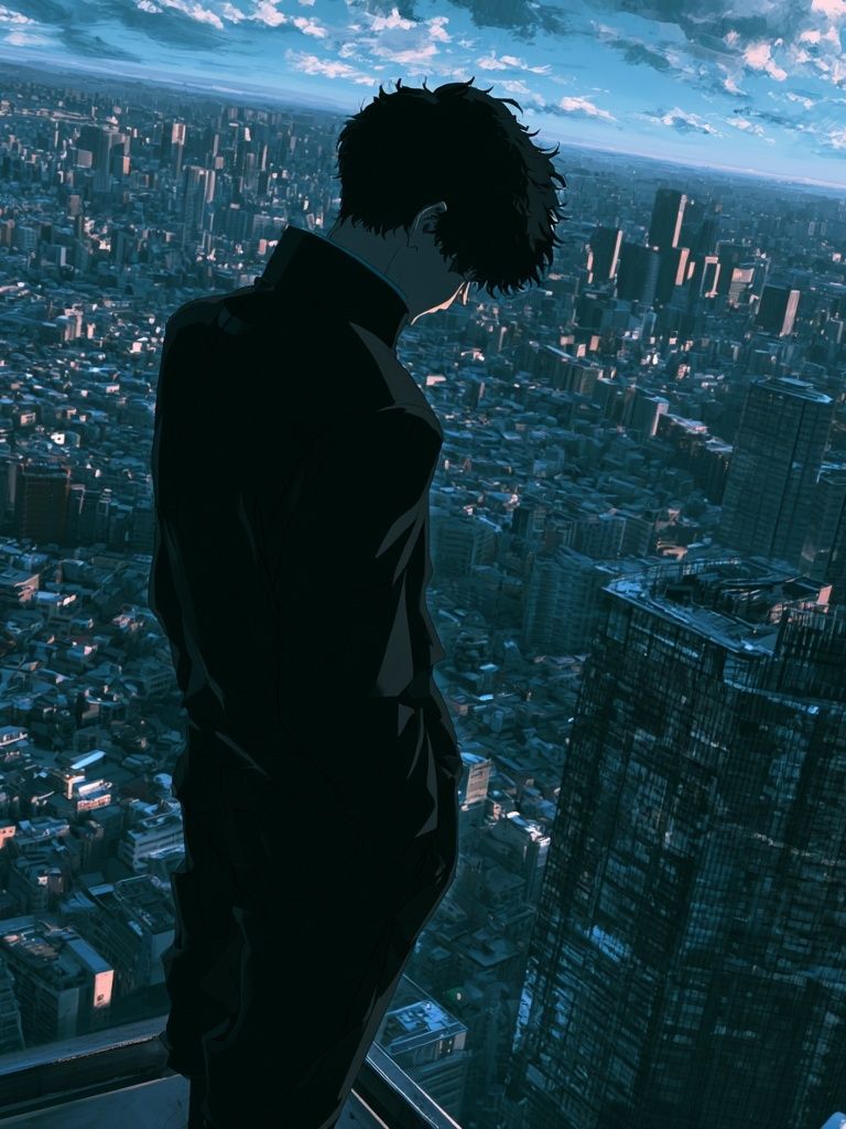 Anime City Skyline Silhouette Poster. poster detail