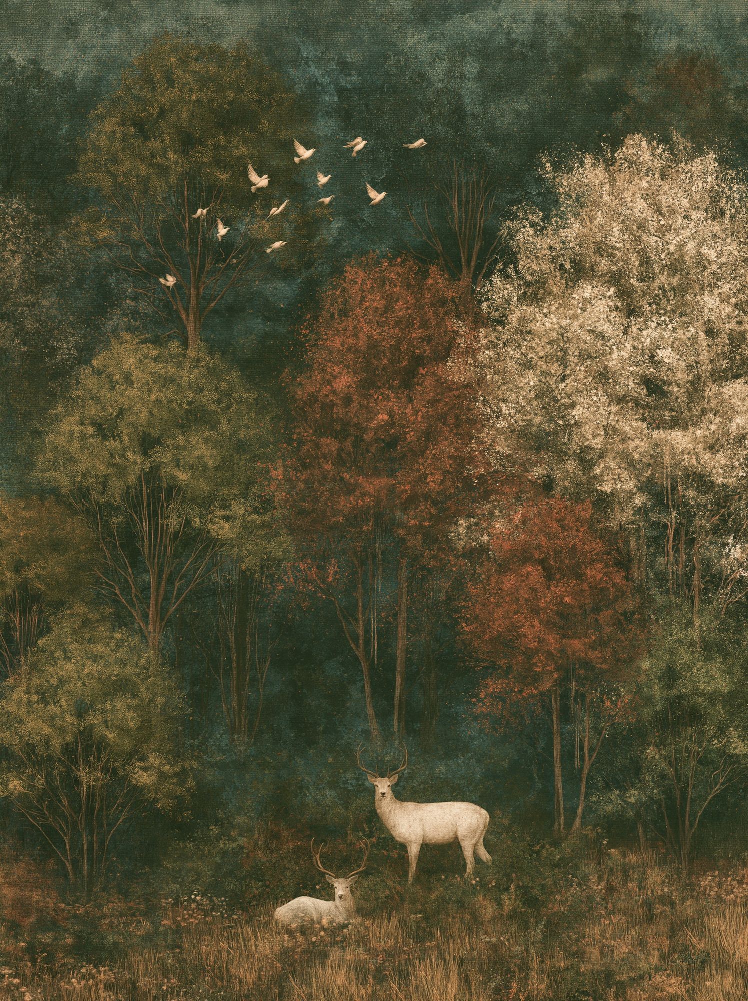 Autumn Deer Forest Print. poster — animals art