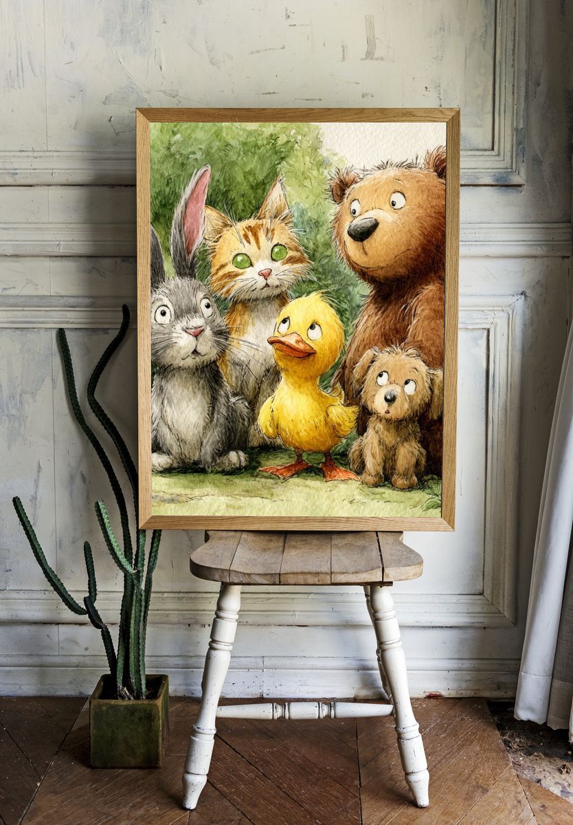 Whimsical Forest Friends Watercolor Poster room preview