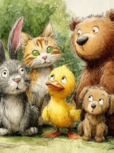Whimsical Forest Friends Watercolor Poster. poster